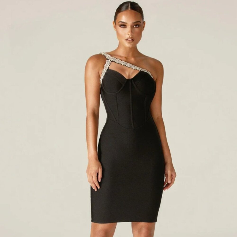 ALIEVA Rhinestone Bandage Dress